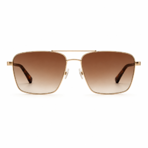 Custom Double-Bridge Metal Sunglasses with Patterned Temples